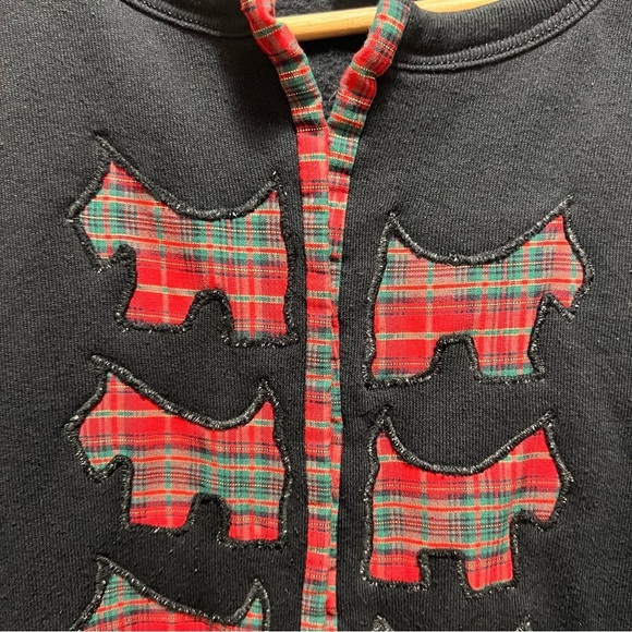 Vintage Scottish Terrier Open Front Cardigan Fleece Sweater - Picture 5 of 13